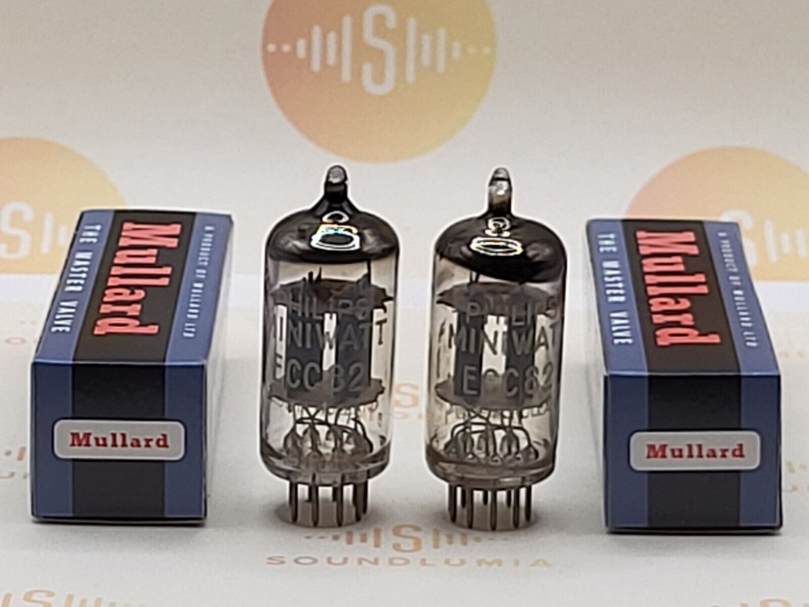 2x Mullard 12AU7 ECC82 Short Plates - Philips Label - Blackburn, GB '61/'62  Gf1