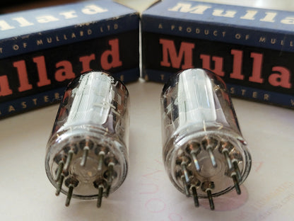 Mullard ECC83 Matched Pair in Original Boxes - Long Plate Square Getter - Blackburn 1957 mC1 - NOS