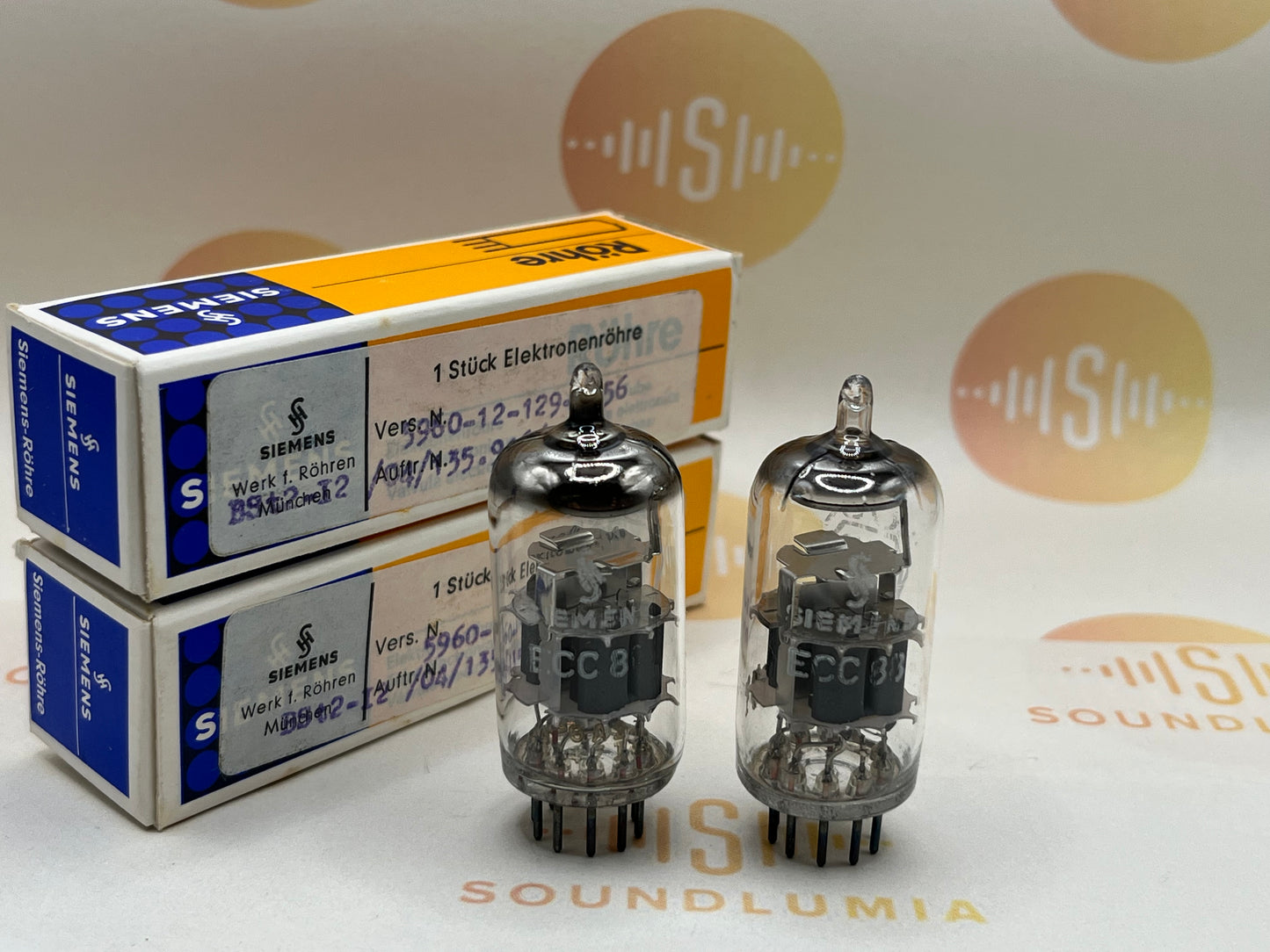 Siemens ECC88 = 6DJ8 Red Tip Matched Pair - München GA3 #3G - NOS 