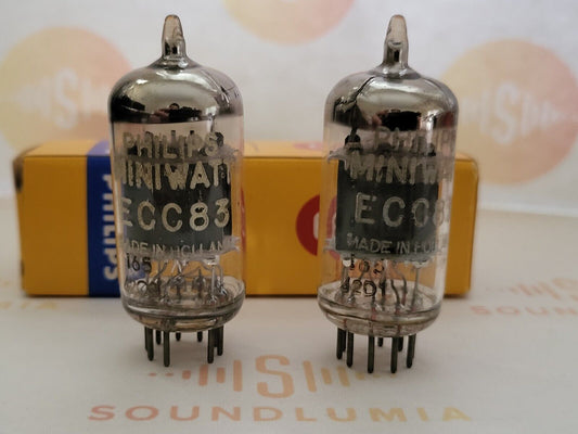 Philips ECC83 12AX7 Matched Pair - 14mm Short Plates I65 - Heerlen, NL '62