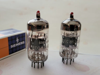 2x Siemens ECC81 12AT7 Select Tubes w/ Red Tip - VF1 ‡3K/‡4J - Munich