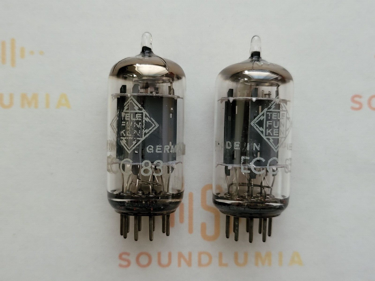 Telefunken ECC83 Smooth Plates Matched Pair ◇ Bottom - Berlin 1965 - Same Code