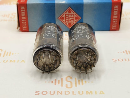 Telefunken ECC82 Matched Pair 17mm Smooth Plates ◇ Bottom - Berlin 1962 - NOS