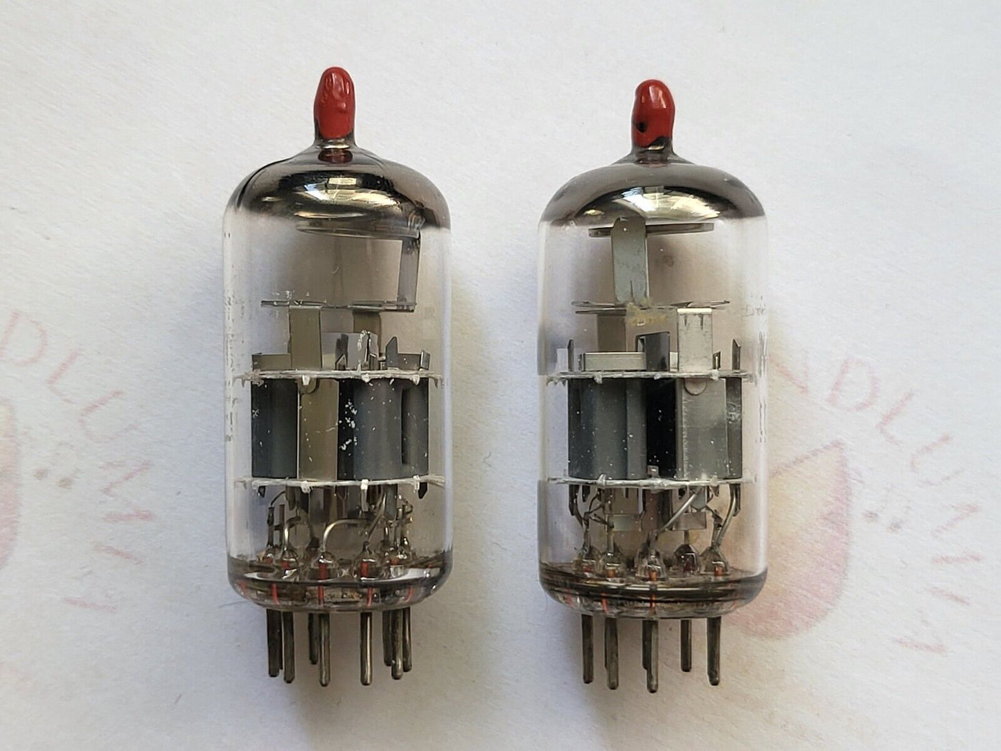 Philips ECC88 6DJ8 Red Tip Select Tubes Matched Pair - Holland 1966/67 - NOS