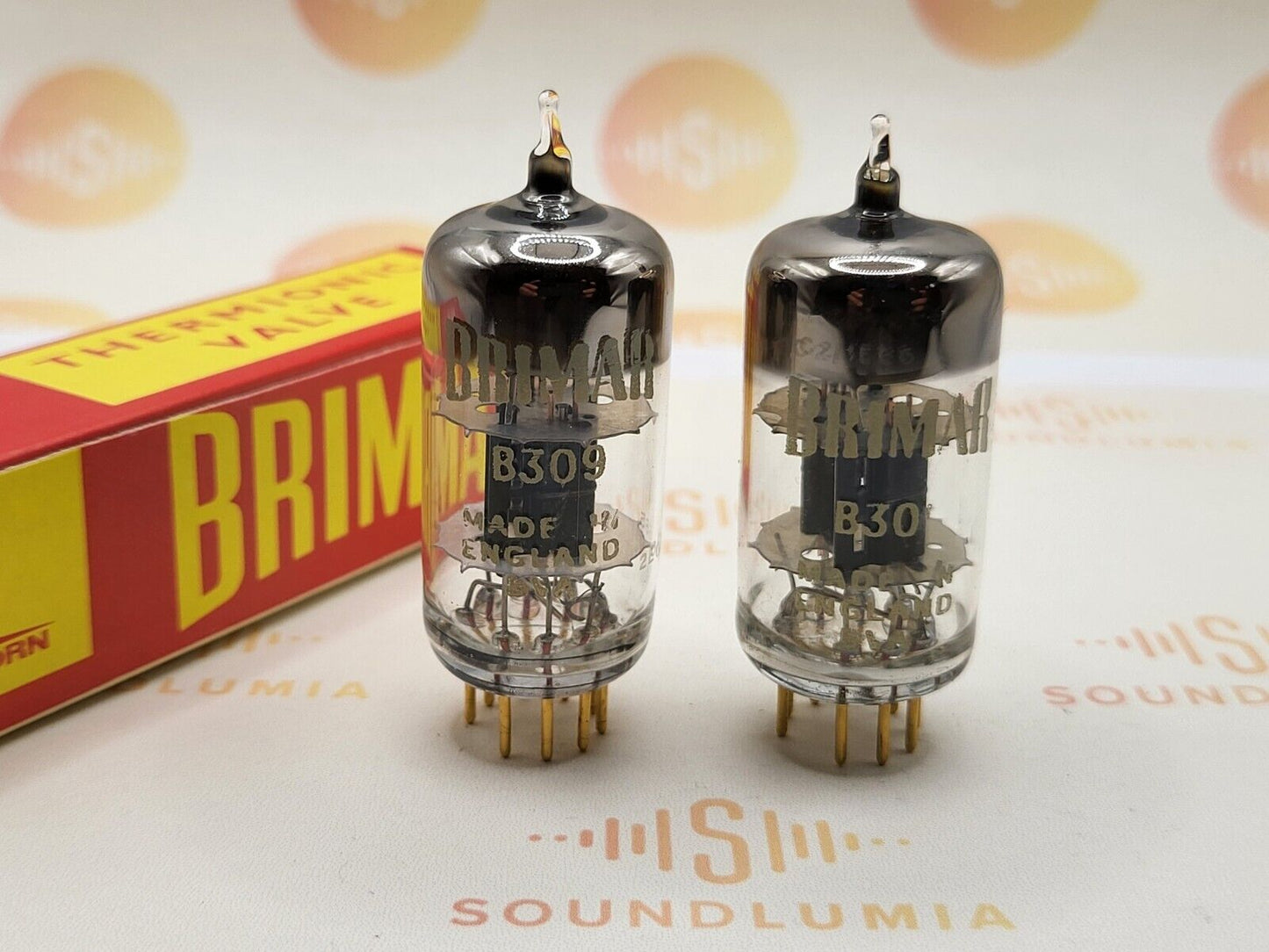 Brimar B309 (ECC81+) Black Plates Gold Pin Matched Pair - 1960/62 - BVA - Strong