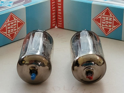 Telefunken ECC83 Matched Pair Colored Tips Smooth Plates - Berlin 1964/65 - NOS