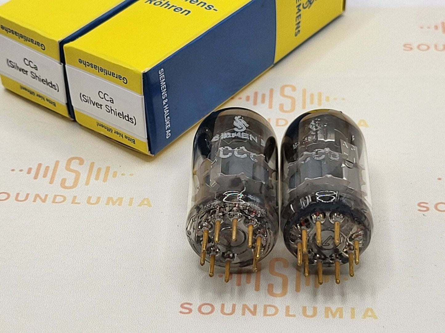 2x Siemens CCa (E88CC+) Silver Shields Dual Stage Getter - Munich '67 (A3 7L)