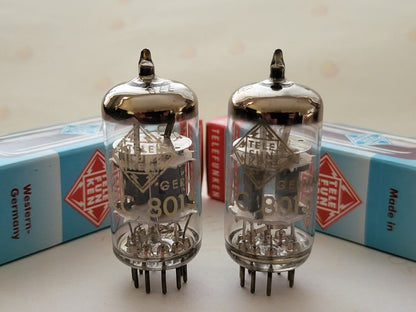 2x Telefunken ECC801S = ECC81/12AT7 w/ Matching codes ◇ Base- Ulm '61 - Near NOS