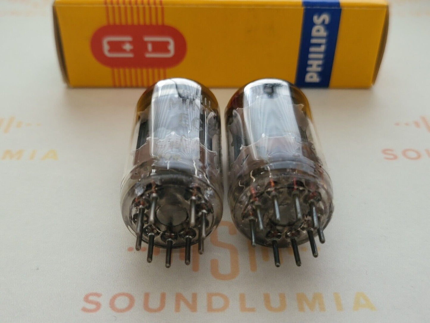 2x Philips 12AU7 ECC82 Short Plates w/ Select Tube - Holland 1960/61 - Strong