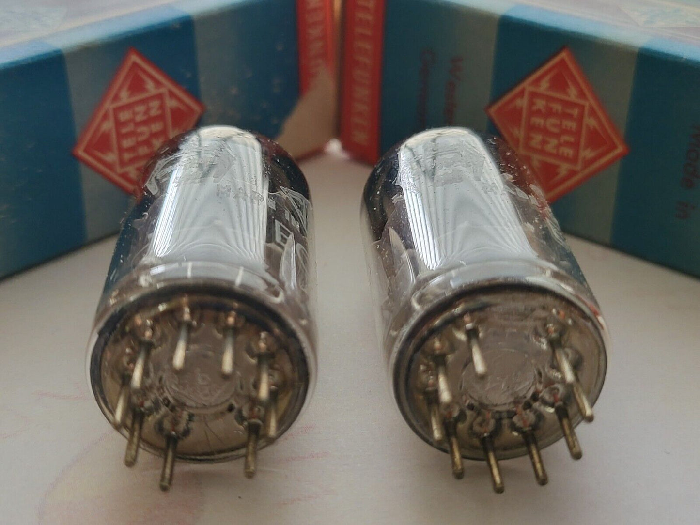 Telefunken ECC81 Matched Pair Orig. Boxes ◇ Bottom - BWB - 1962 - Same code -NOS