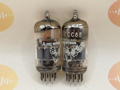 Amperex ECC88 6DJ8 Matched Pair - Bugle Boy Label - Holland 1962 GA1 - Strong