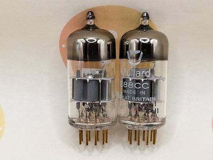 Mullard E88CC Matched Pair - Dimple Disc Getter - Mitcham '74 - Same Code - NOS