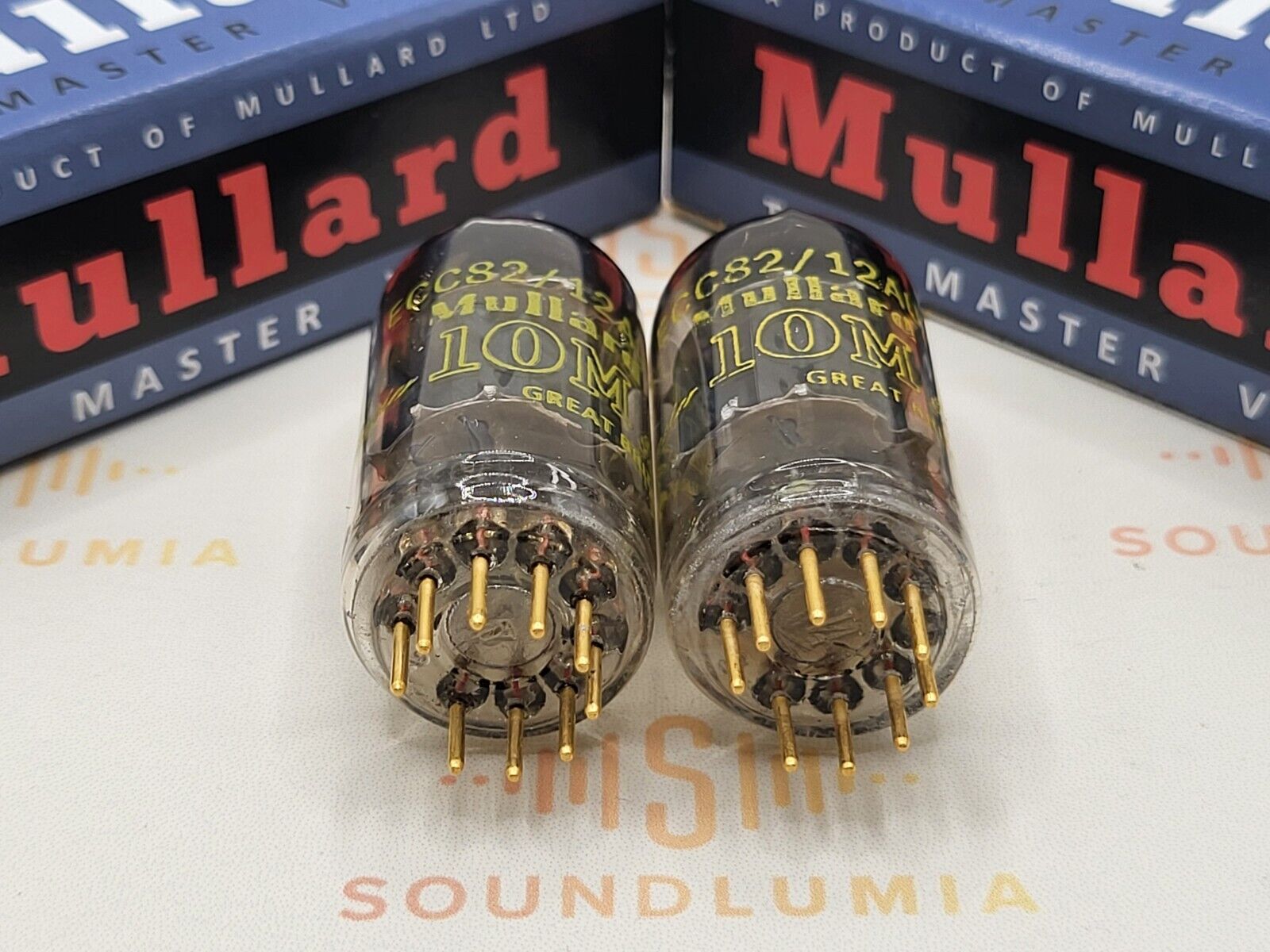 2x Mullard 12AU7 ECC82 Short Plates Gold Pin - 10M Master Series -  Blackburn '61 | Soundlumia