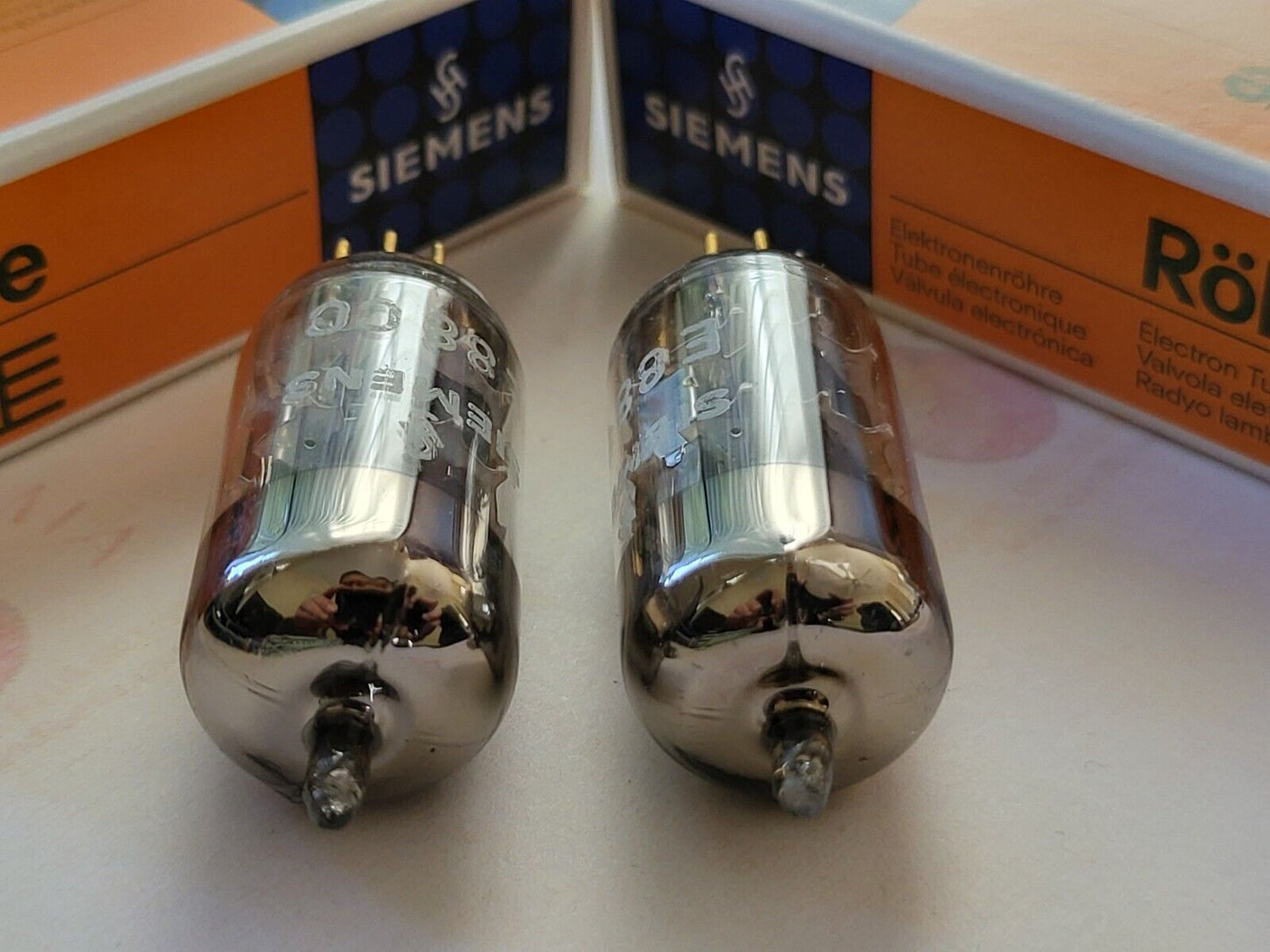 Siemens E88CC = 6922 A-Frame Silver Shields Matched Pair - Munich A6 0J  - NOS