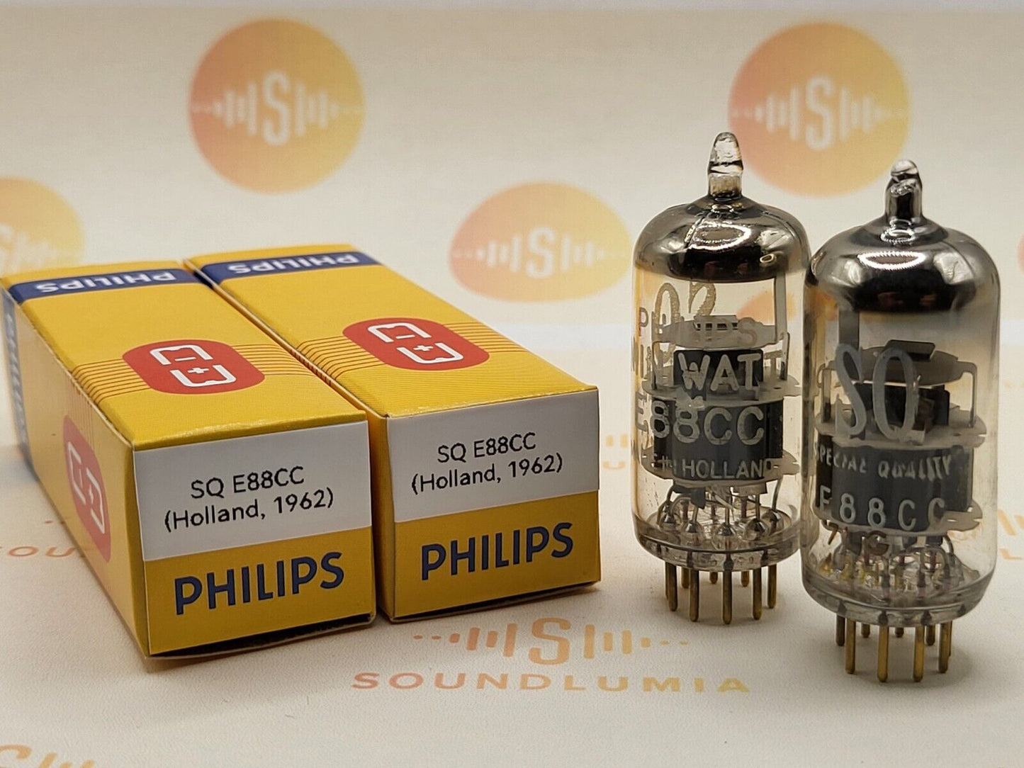 Philips Miniwatt SQ E88CC = 6922 Matched Pair - Heerlen, NL 1962  - Strong NOS