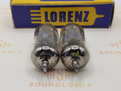 Lorenz PCC88 = 7DJ8(6DJ8 equiv.) Matched Pair White Logo  - Germany 1950s - NOS