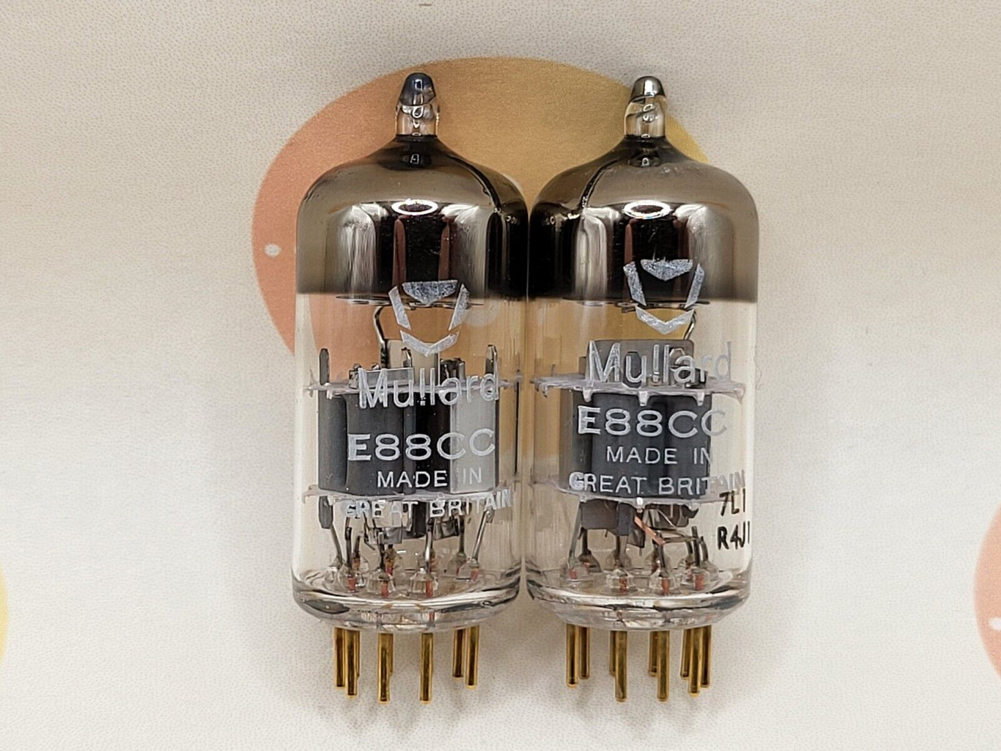 Mullard E88CC Matched Pair - Dimple Disc Getter - Mitcham '74 - Same Code - NOS