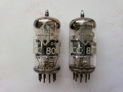 2x Telefunken ECC801S = ECC81/12AT7 w/ Matching codes ◇ Base- Ulm '61 - Near NOS