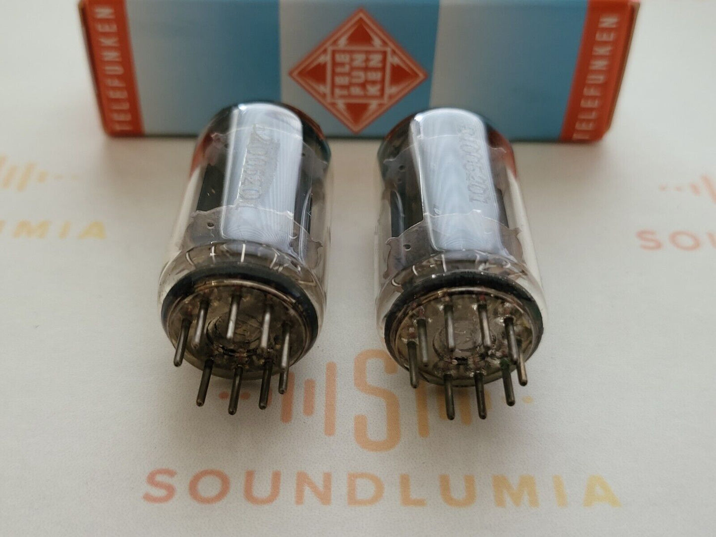 Telefunken ECC83 Smooth Plates Matched Pair ◇ Bottom - Berlin 1965 - Same Code