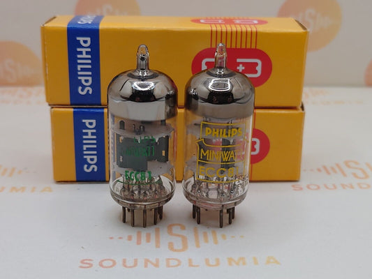 Philips Miniwatt ECC81 12AT7 O-Getter Matched Pair - France, '63/'64 TK2 - NOS