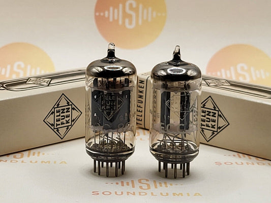 Telefunken ECC82 Matched Pair Smooth Plates ◇ Base - Berlin 1960/61 - Near NOS