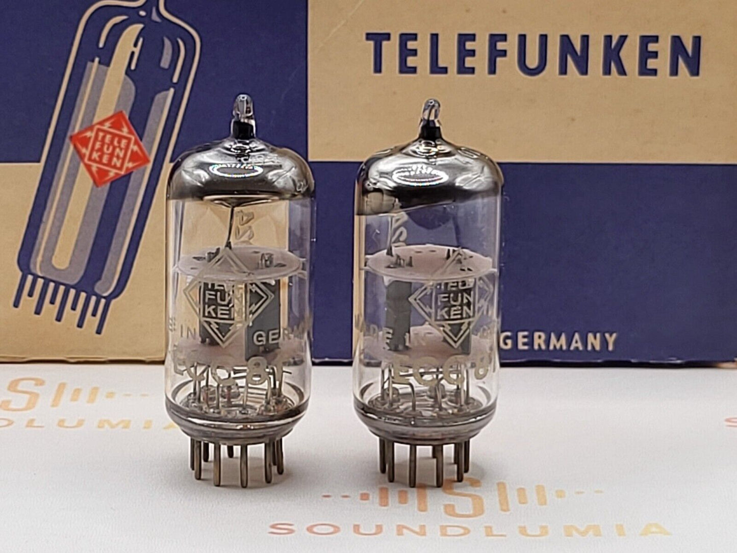 2x Telefunken ECC81 12AT7 ◇ Bottom - Berlin '60 - Same Code - Strong