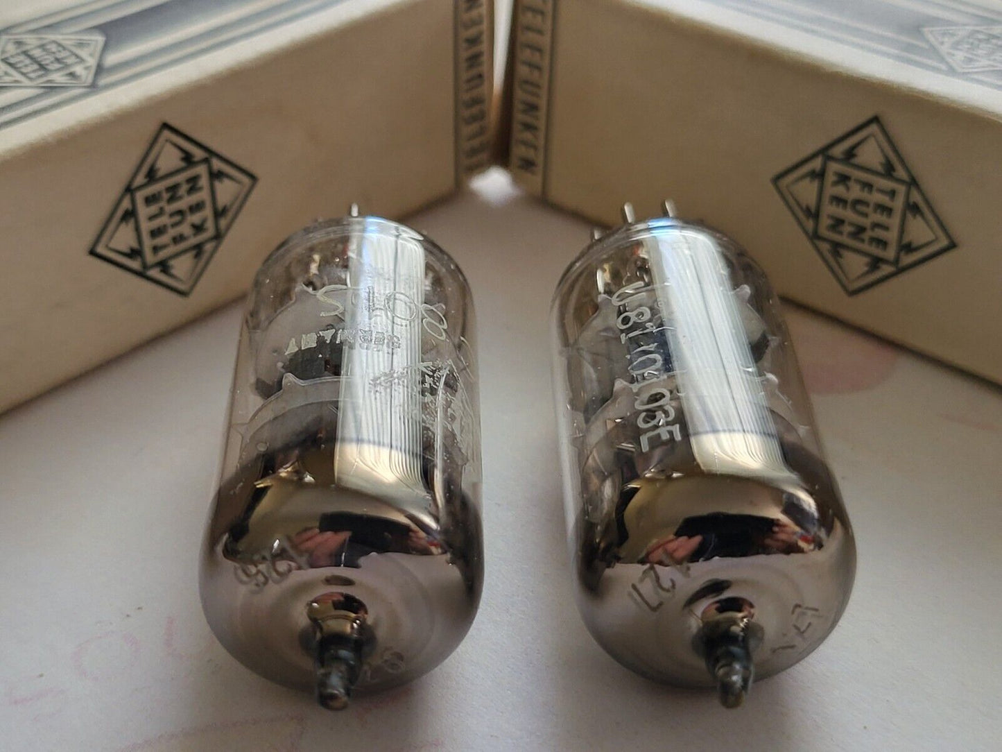 Telefunken ECC801S ECC81 Matched Pair Orig. Boxes ◇ Bottom - Ulm 1960