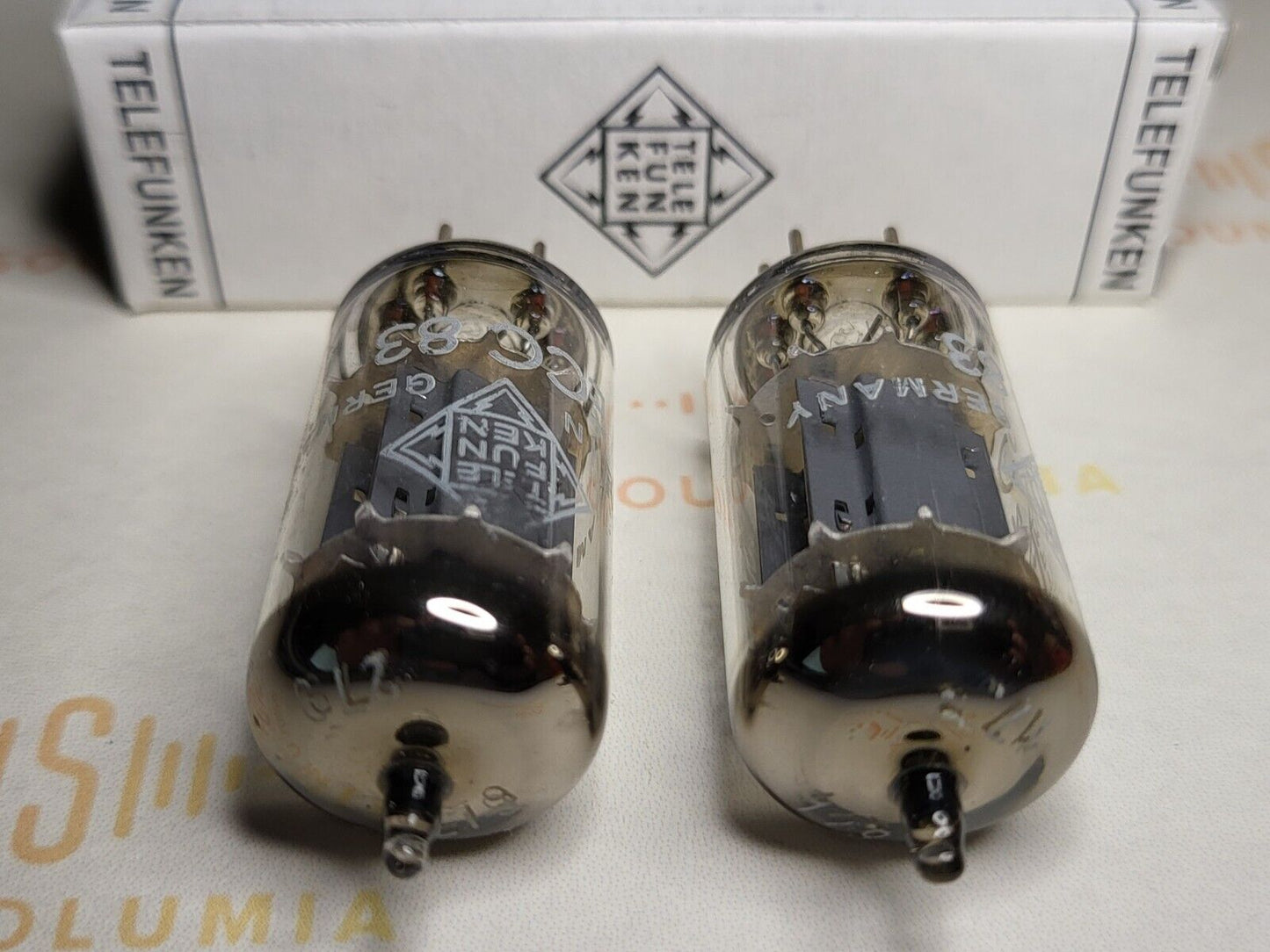 2x Telefunken ECC83 12AX7 - 17mm Smooth Plates Matching Codes ◇ Base- Berlin 1962