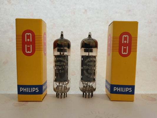 2x Philips Miniwatt EL84 6BQ5 D-getter Tubes - Sittard, NL 1955 rX1/rX2 - NOS