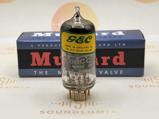 1x Mullard E88CC/01 (Mil. Spec E88CC) GEC-Etikett aus zerknittertem Glas – Mitcham '61