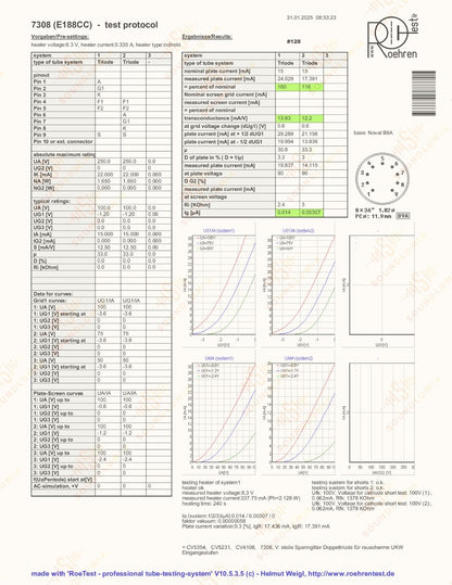 Amperex PQ 7308 E188CC Weißer Aufdruck, gealtert, ausgewähltes passendes Paar, USA '64, gleicher Code 