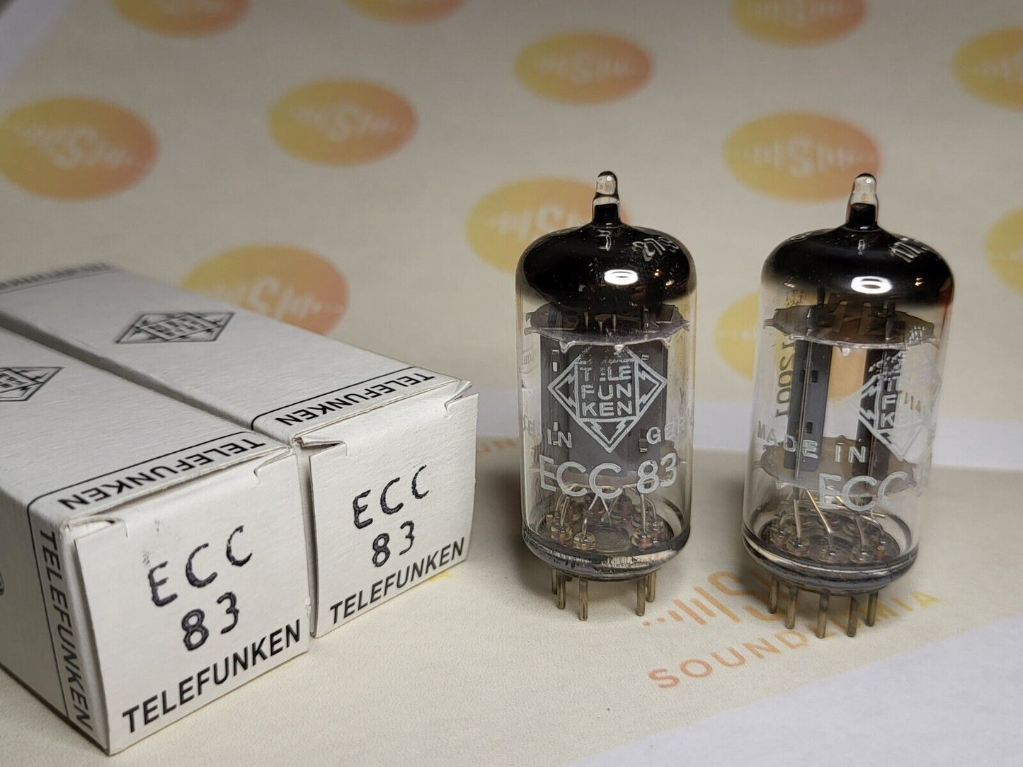 2x Telefunken ECC83 12AX7 - 17mm Smooth Plates Matching Codes ◇ Base- Berlin 1962