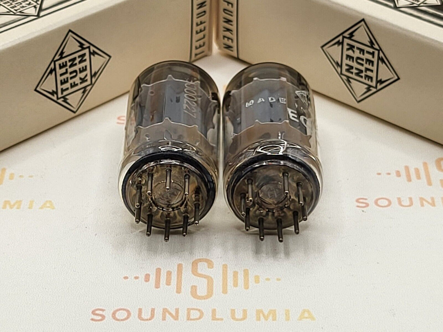 Telefunken ECC82 Matched Pair Smooth Plates ◇ Base - Berlin 1960/61 - Near NOS