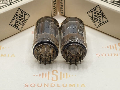 Telefunken ECC82 Matched Pair Smooth Plates ◇ Base - Berlin 1960/61 - Near NOS