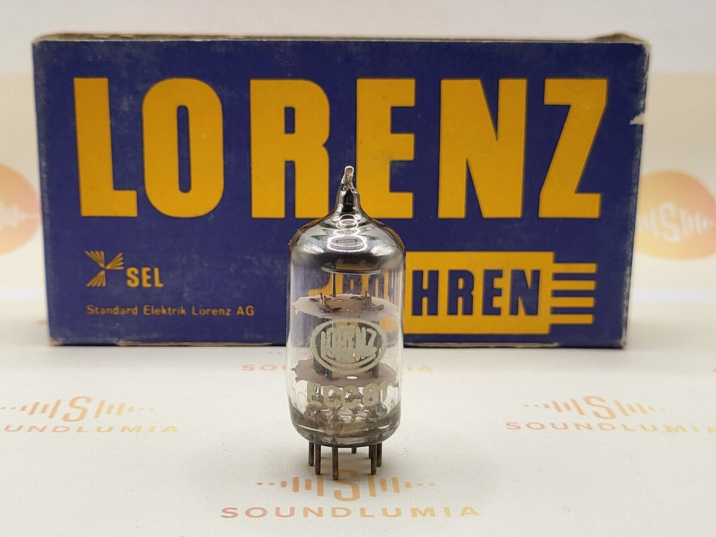 1x Lorenz ECC81 12AT7 - Pre-SEL White Round Logo - Germany 1950s - Strong