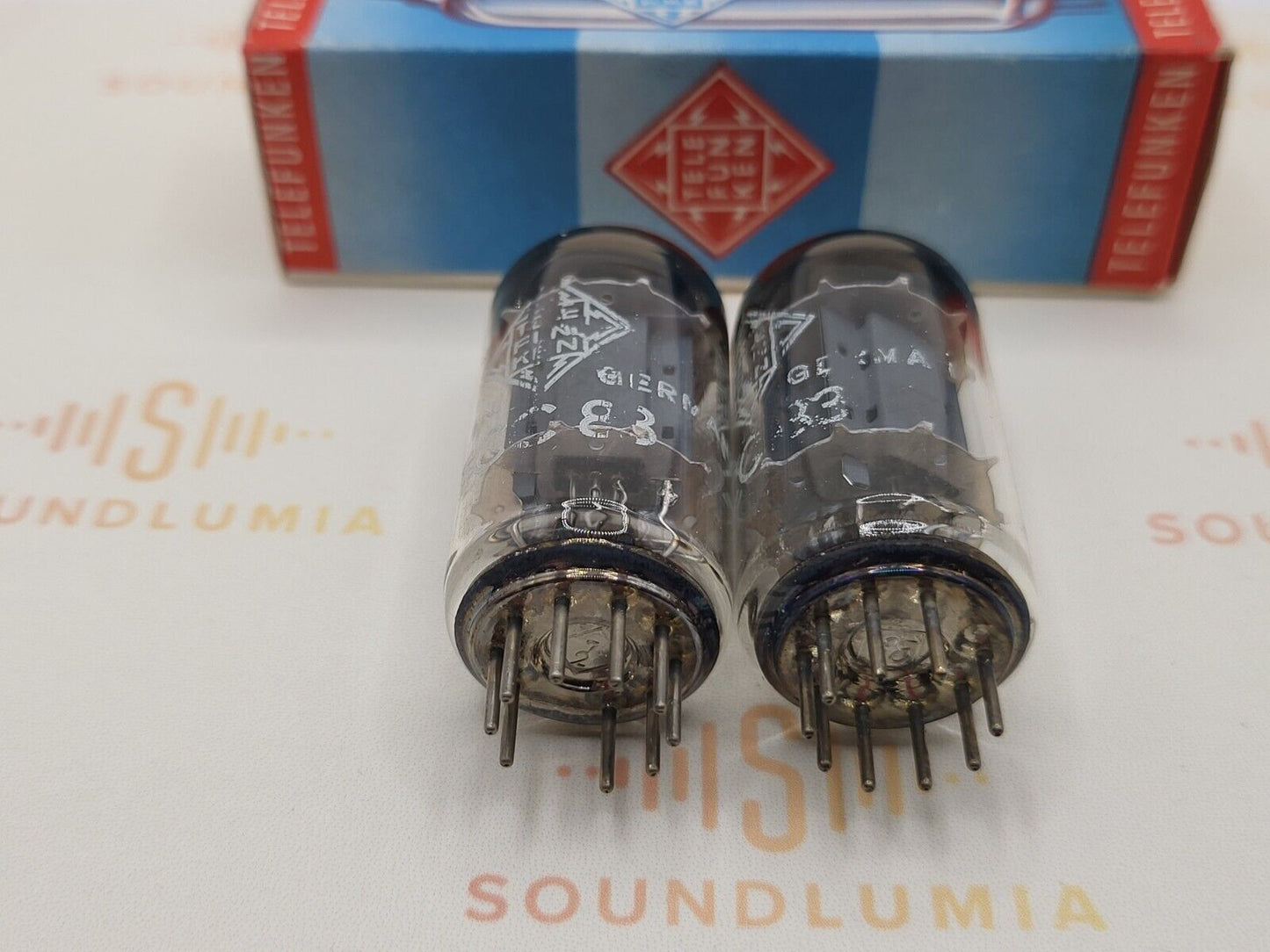 2x Telefunken ECC83 12AX7 17mm Long Smooth Plates ◇ Bottom - Berlin 1963 -Strong