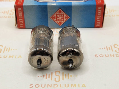 Telefunken ECC82 Matched Pair 17mm Smooth Plates ◇ Bottom - Berlin 1962 - NOS