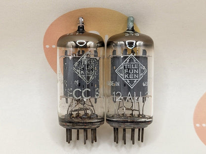 Telefunken ECC82 Smooth Plates Matched Pair w/ Select Tube  ◇ Berlin '62/'63 NOS