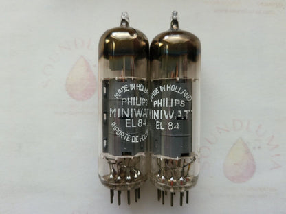 2x Philips Miniwatt EL84 6BQ5 D-getter Tubes - Sittard, NL 1955 rX1/rX2 - NOS