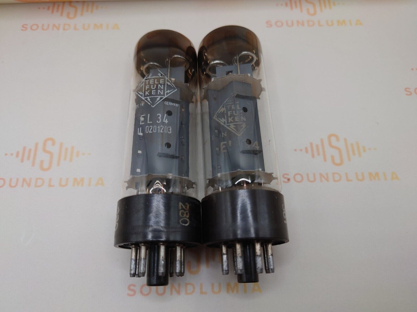 Telefunken EL34 6CA7 OO Getter 5-Slot Plates Anode Wings Matched Pair - Ulm '60s