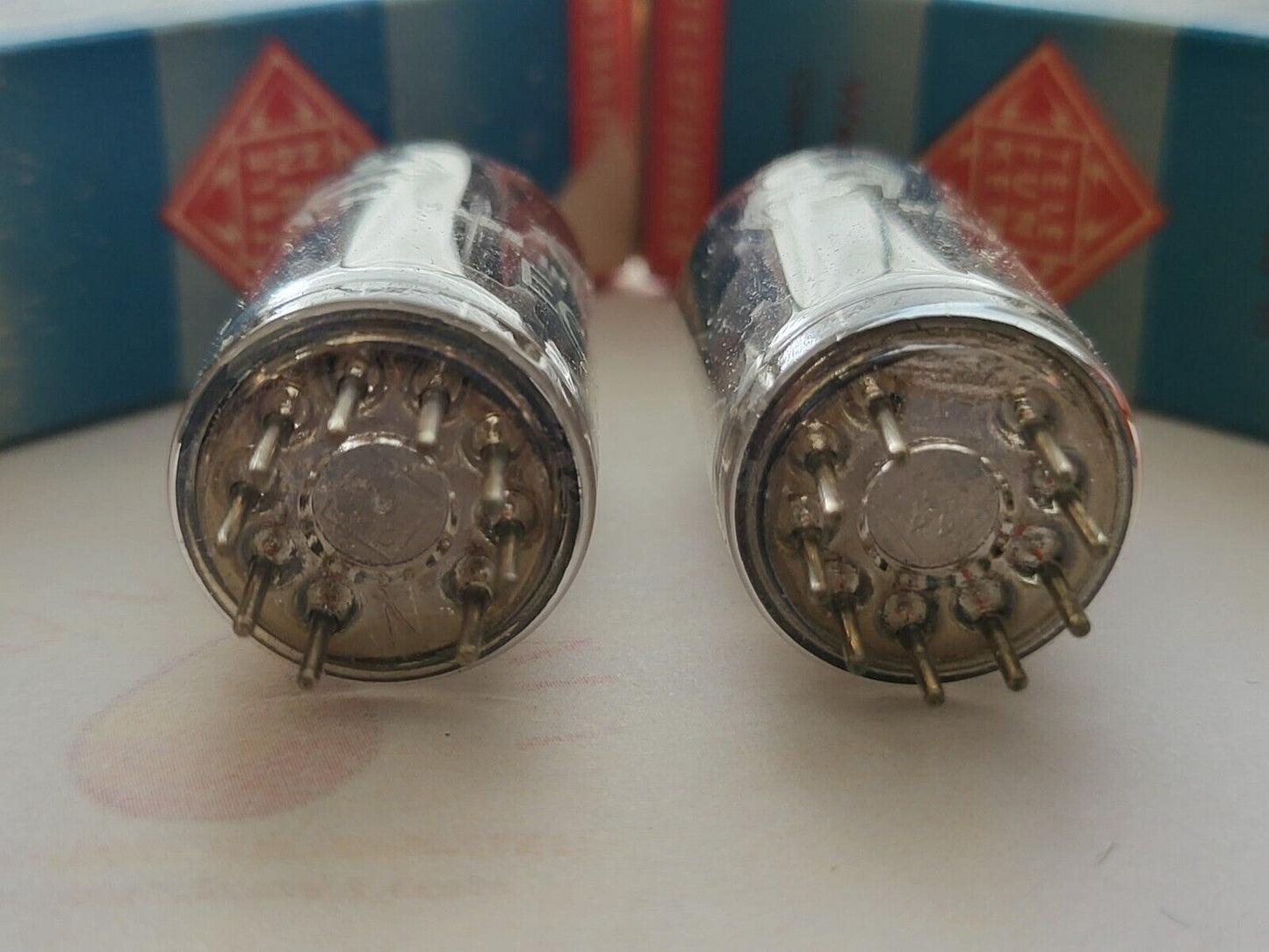 Telefunken ECC81 Matched Pair Orig. Boxes ◇ Bottom - BWB - 1962 - Same code -NOS