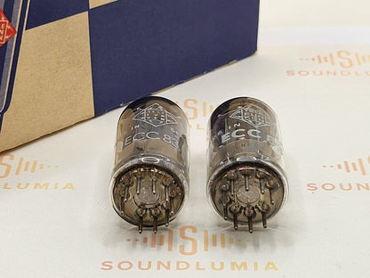 2x Telefunken ECC83 12AX7 Select Tubes  Long Ribbed Plates ◇ Base - Berlin 1962