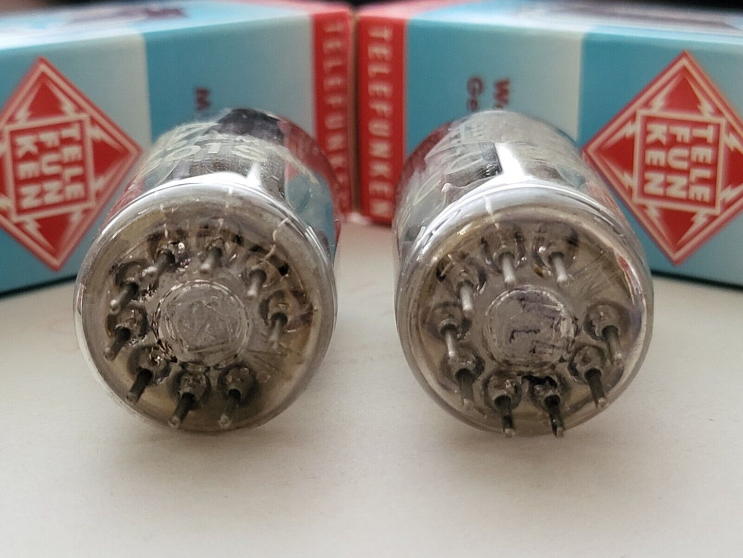 2x Telefunken ECC801S = ECC81/12AT7 w/ Matching codes ◇ Base- Ulm '61 - Near NOS