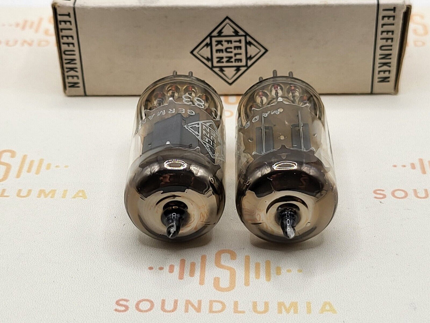 Telefunken ECC83 12AX7 17mm Smooth Plates Matched Pair ◇ - Berlin '69 - Near NOS