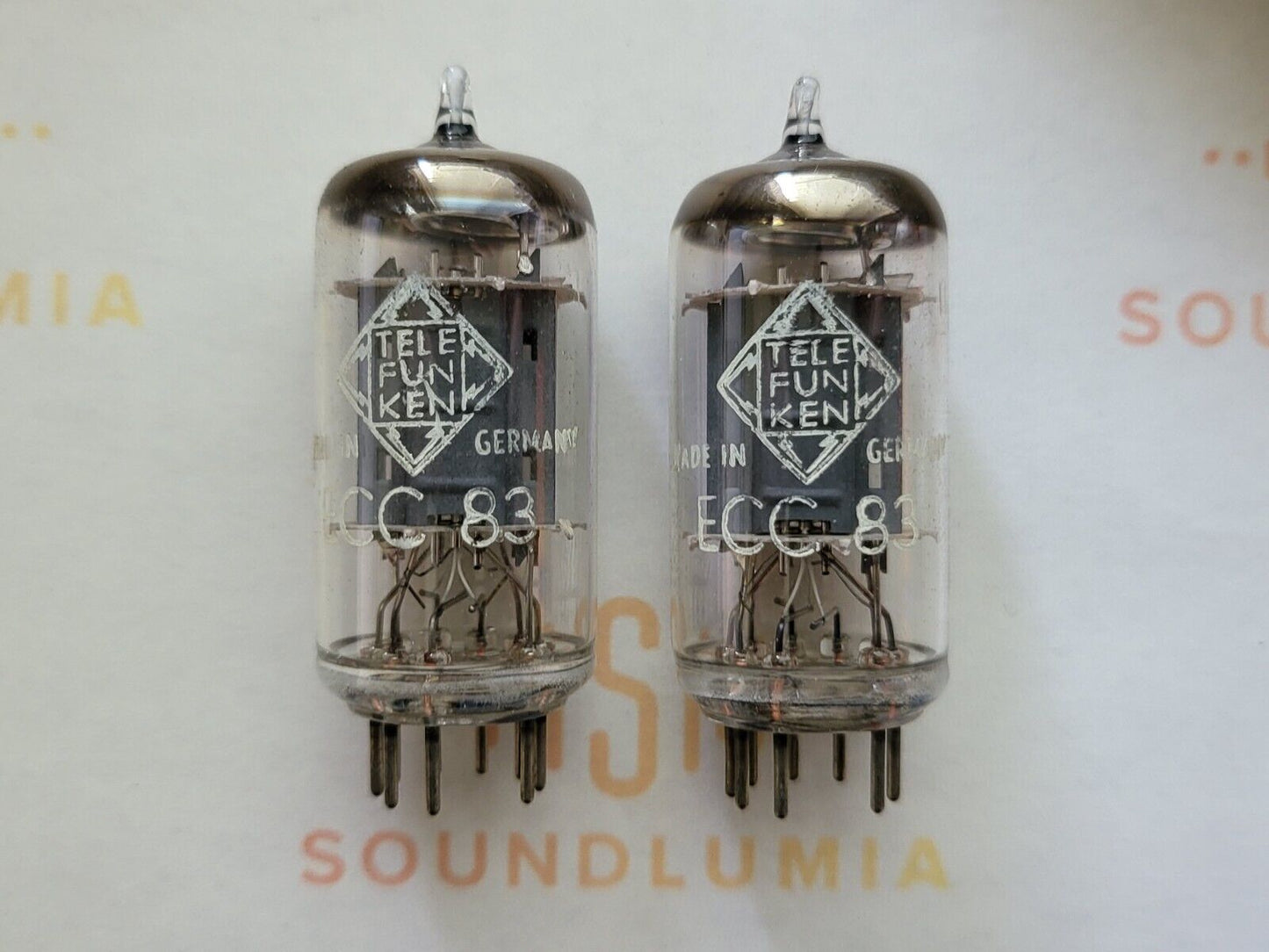 Telefunken ECC83 12AX7 Matched Pair 17mm Ribbed Plates ◇ Base - Berlin 1957