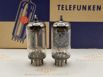 Telefunken ECC82 Smooth Plates Matched Pair w/ Select Tube  ◇ Berlin '62/'63 NOS