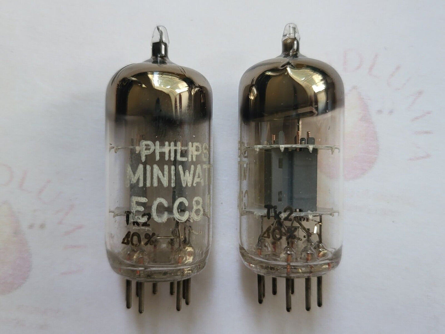 Philips ECC81 12AT7  Foil D-getter Matched Pair - Holland 1960 TK2 - Same code