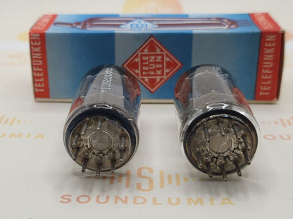 2x Telefunken ECC83 12AX7 17mm Long Smooth Plates ◇ Bottom - Berlin 1963 -Strong