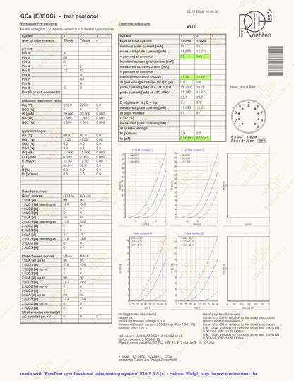 2x Telefunken CCa (E88CC+) PostRöhre Matching Codes - ◇ Bottom - Ulm '67