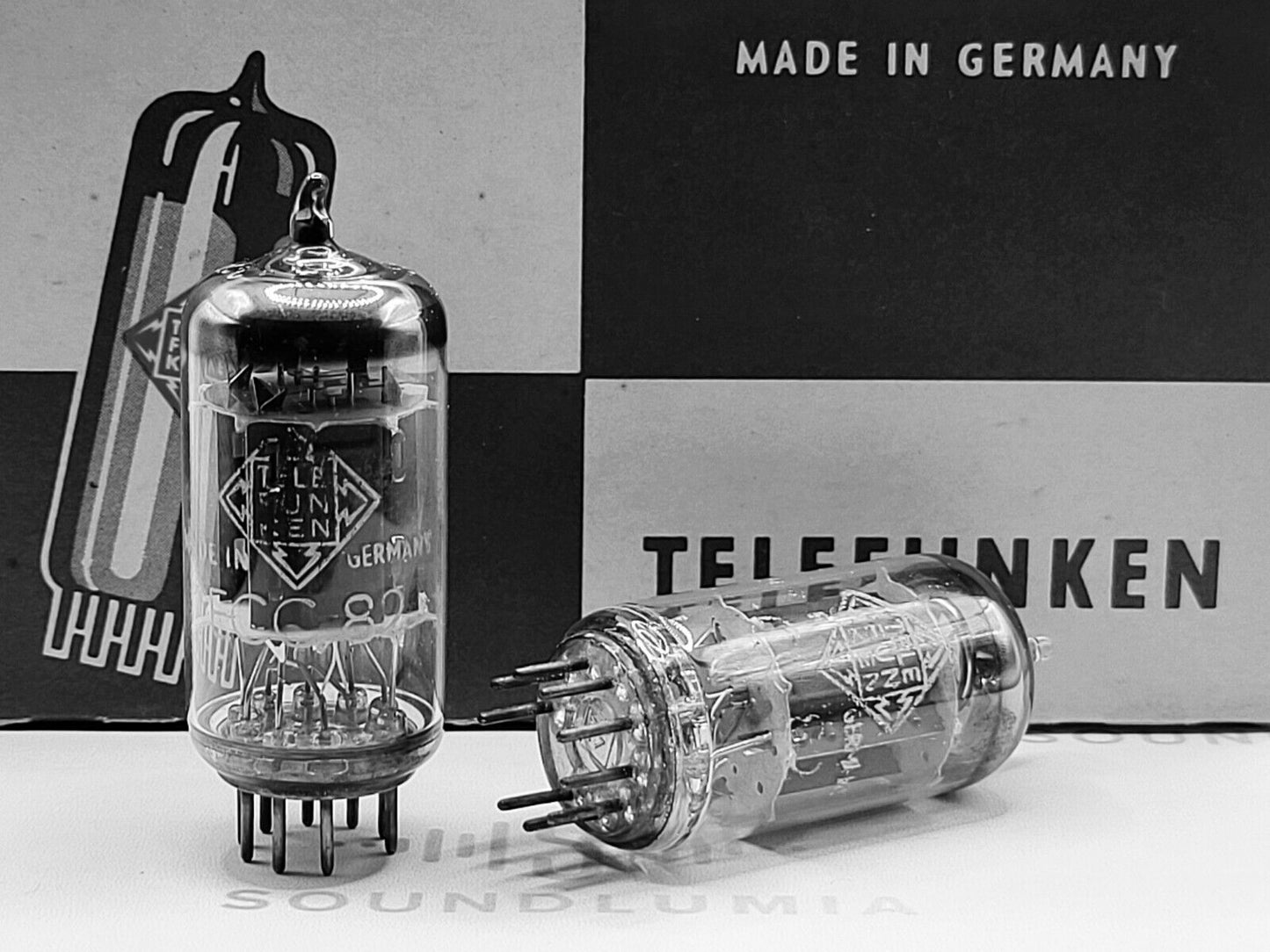 Telefunken ECC82 12AU7 Ribbed Plates ◇ Bottom Matched Pair - Berlin '55 - NOS+